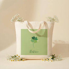 Clover Tote Bag – Green Floral Design トートバッグ
