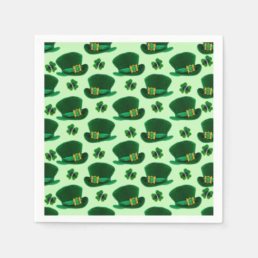 CloversとLeprechaun Hats スタンダードカクテルナプキン (正面)