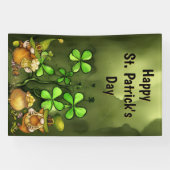 Clovers and Leprechaun格言St. Patrick's Day 横断幕 (横)