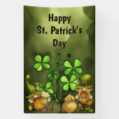 Clovers and Leprechaun格言St. Patrick's Day 横断幕 (縦)