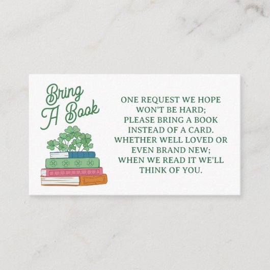 Clovers Book Stack Bring Books For Baby Shower エンクロージャーカード (正面)