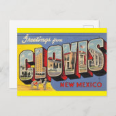 Clovis，ニューメキシコヴィンテージアート旅行はがき ポストカード (正面/裏面)
