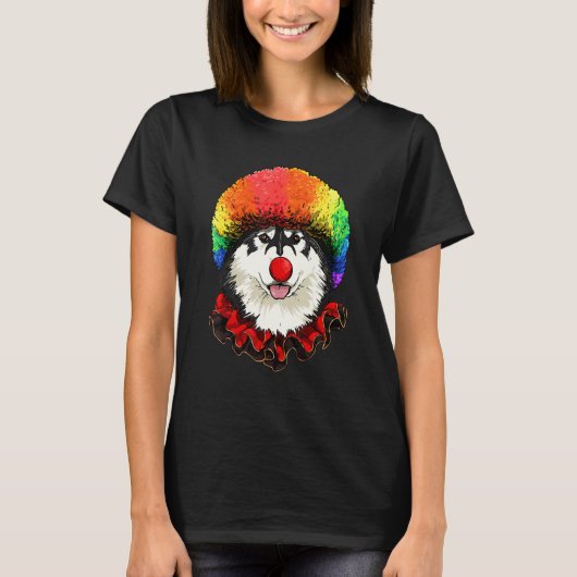 Clown Alaskan Malamute Carnival Circus Staff Husky Tシャツ (正面)