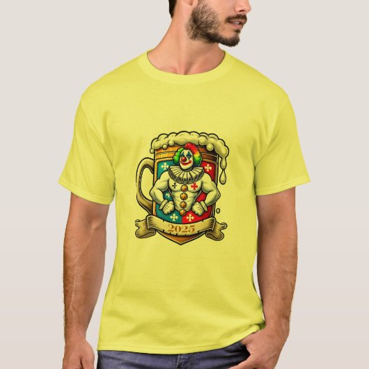 Clown, Bierkrug, Bodybuilding - Fasching Karneval Tシャツ (正面)