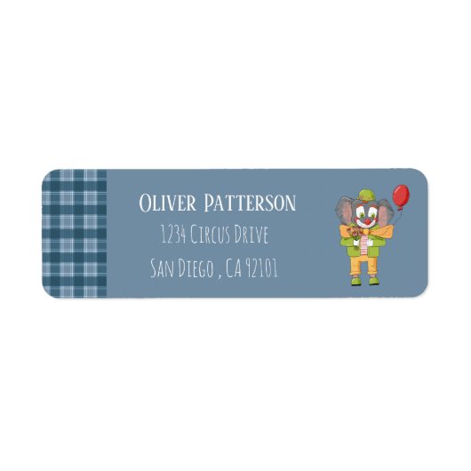 Clown Elephant Blue return Label Address ラベル (正面)