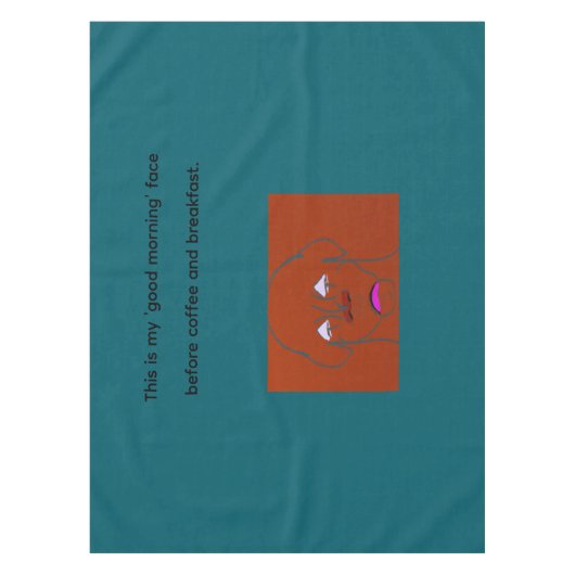 Clown-Faced Dog Cartoon Sketch テーブルクロス (正面)