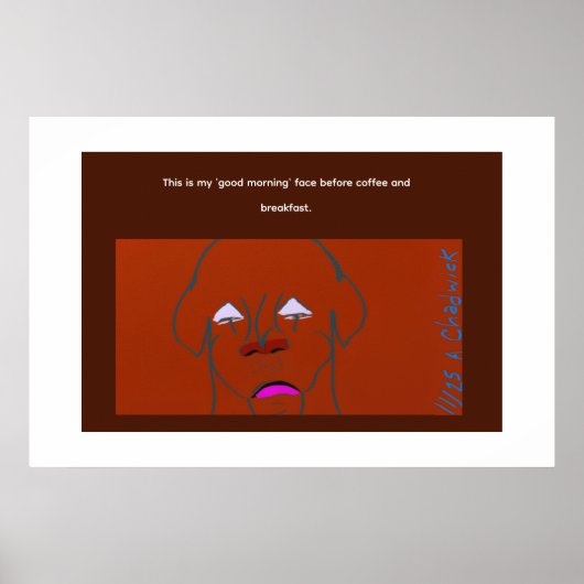 Clown-Faced Dog Cartoon Sketch ポスター (正面)