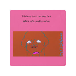 Clown-Faced Dog Cartoon Sketch メタルプリント