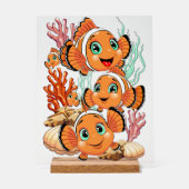 Clown fish Cartoon cute Family Underwater アクリルサイン (正面)