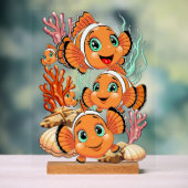 Clown fish Cartoon cute Family Underwater アクリルサイン (ニュートラル)