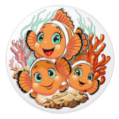 Clown fish Cartoon cute Family Underwater セラミックノブ (正面)