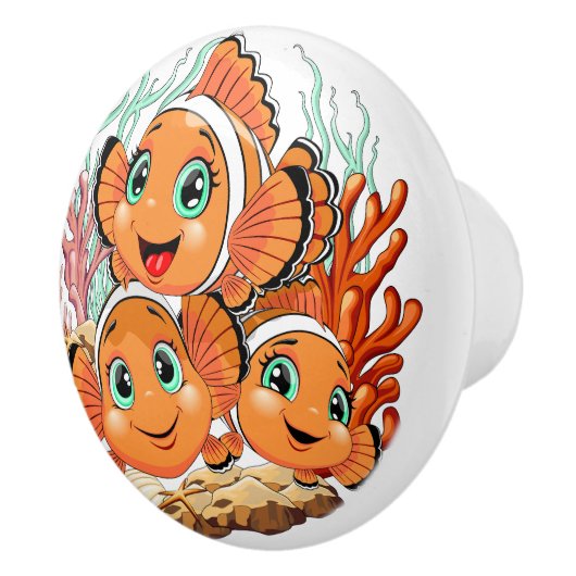 Clown fish Cartoon cute Family Underwater セラミックノブ (右)