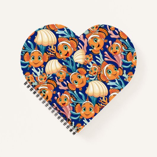 Clown fish Cartoon cute Family Underwater ノートブック (正面)