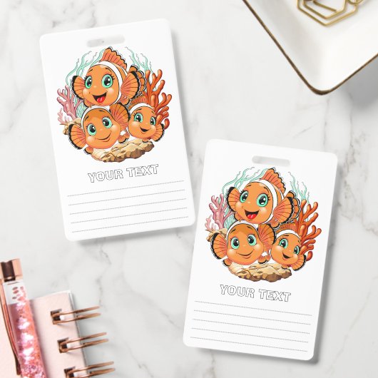Clown fish Cartoon cute Family Underwater バッジ (オフィス)