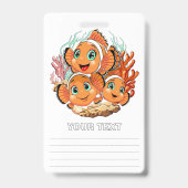 Clown fish Cartoon cute Family Underwater バッジ (裏面)