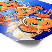 Clown fish Cartoon cute Family Underwater フォトプリント (角)