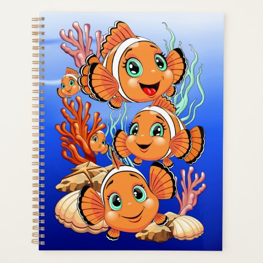 Clown fish Cartoon cute Family Underwater プランナー手帳 (正面)