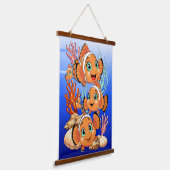 Clown fish Cartoon cute Family Underwater 吊り下げ型タペストリー (傾斜あり)