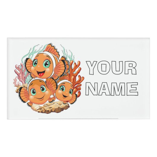 Clown fish Cartoon cute Family Underwater 名札 (正面)