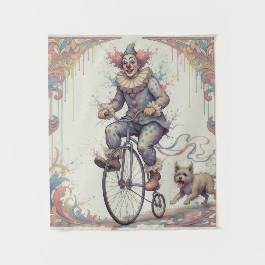 Clown on a bike Tapestry タペストリー (正面)