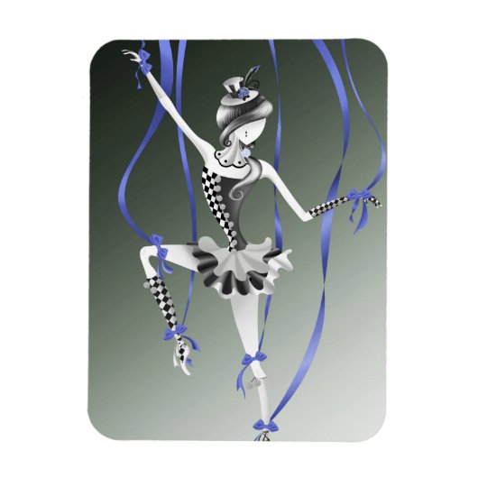 Clown Puppet Ballerina Blue Ribbon Fridge Magnet マグネット (縦)