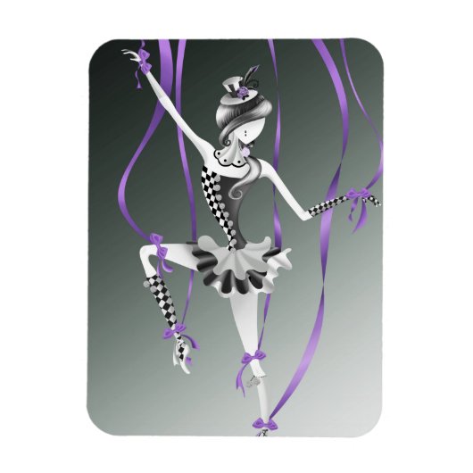 Clown Puppet Ballerina Purple Ribbon Fridge Magnet マグネット (縦)
