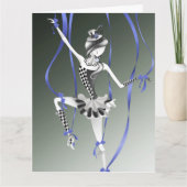 Clown Puppet Blue Ribbons  Greetings Card カード (正面)