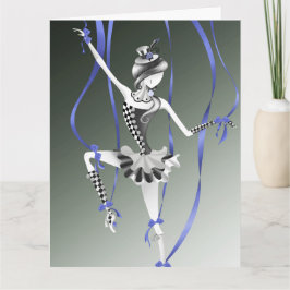 Clown Puppet Blue Ribbons  Greetings Card カード