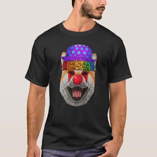 Clown Shiba Inu Circus Carnival Costume Theme Part Tシャツ (正面)