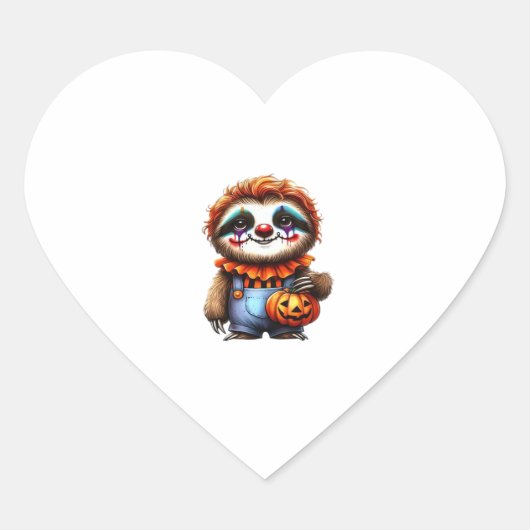 Clown Sloth Halloween Oversized T-Shirt ハートシール (正面)