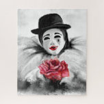 Clown with Rose Puzzle - Painting ジグソーパズル<br><div class="desc">Clown and Rose - Romantic Black White Painting by MIGNED</div>