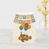 Clownfish Birthday Card – Funny Party Animal カード (黄色い花)