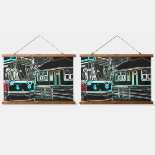 CLRVネオンat stn 91x66cm 2set木製ウォールタペストリー 吊り下げ型タペストリー (ダブル)