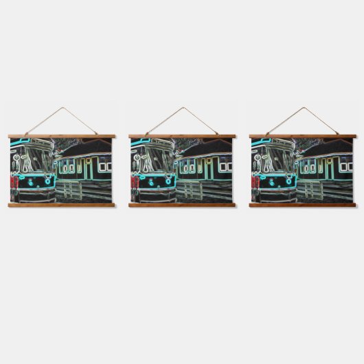 CLRVネオンat stn 91x66cm 3set木製ウォールタペストリー 吊り下げ型タペストリー (トリプル)