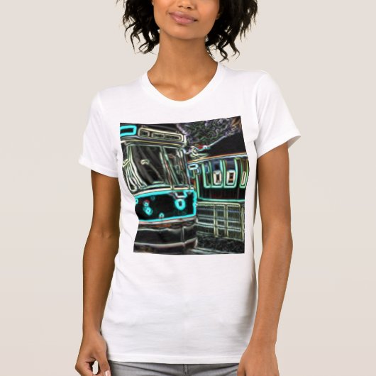 CLRV Neon at stnウィメンズスリムフィットティー Tシャツ (正面)