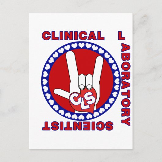 CLS CLINICAL LABORATORY SCIENTIST I LOVE LOGO ASL ポストカード (正面)