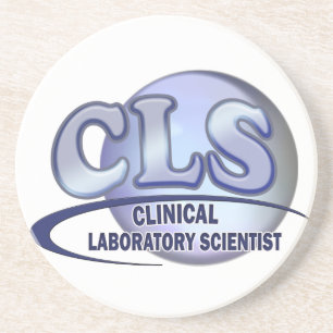 CLS FunBlueのロゴ-臨床実験室の科学者 コースター