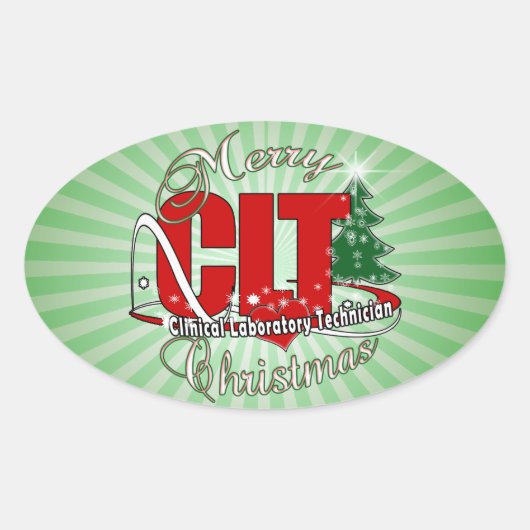 CLTクリスマス臨床検査技師 楕円形シール (正面)