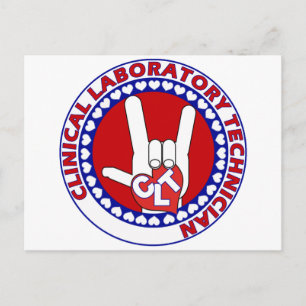 CLT CLINICAL LAB TECH ASL iLOVEロゴ ポストカード