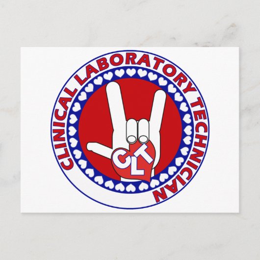 CLT CLINICAL LAB TECH ASL iLOVEロゴ ポストカード (正面)
