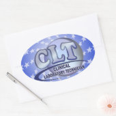CLT FunBlueロゴ – 臨床検査技師 楕円形シール (封筒)