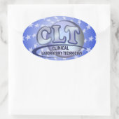 CLT FunBlueロゴ – 臨床検査技師 楕円形シール (バッグ)