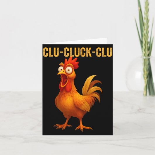 Clu-cluck-clu Funny Rooster Chicken Hilarious Farm カード (正面)
