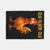 Clu-cluck-clu Funny Rooster Chicken Hilarious Farm フリースブランケット (正面(横))