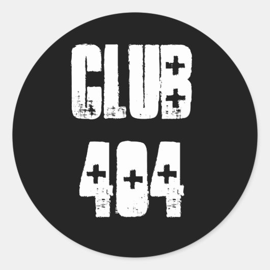 ‘Club 404’ Sticker with Shotgun Ambulance Font ラウンドシール (正面)