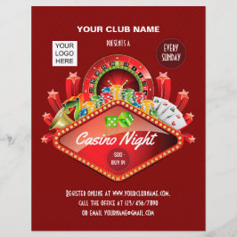 Club Casino Nightパーティーパーソナライズされた追加フォト チラシ