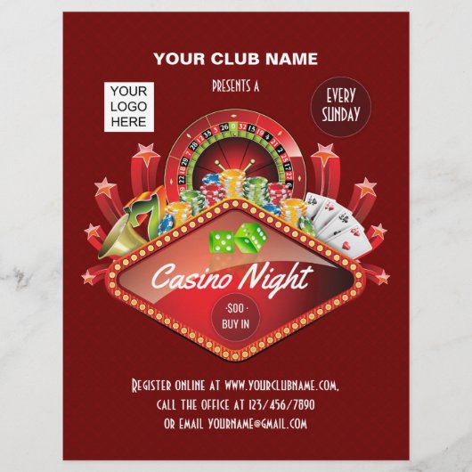 Club Casino Nightパーティーパーソナライズされた追加フォト チラシ (正面)