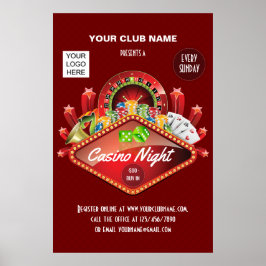 Club Casino Nightパーティーパーソナライズされた追加フォト ポスター