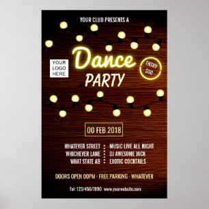 Club Deejay Dance Musicパーティー追加ロゴ ポスター