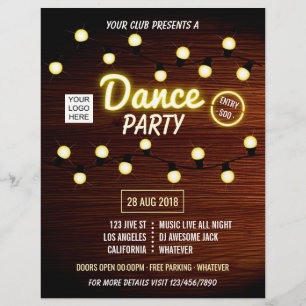 Club DJ Dance Musicパーティー追加ロゴと写真 チラシ